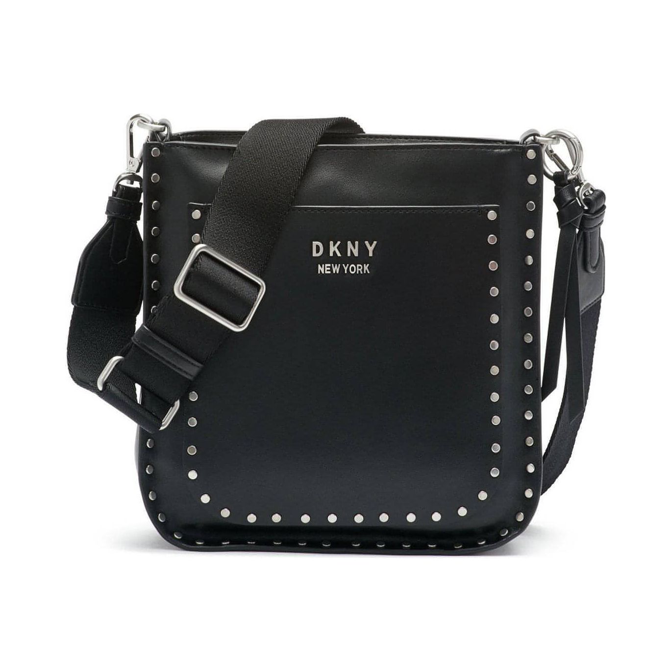 DKNY Pauline Leather Messenger (Black/Silver) - Brandat Outlet, Women's Handbags Outlet ,Handbags Online Outlet | Brands Outlet | Brandat Outlet | Designer Handbags Online |