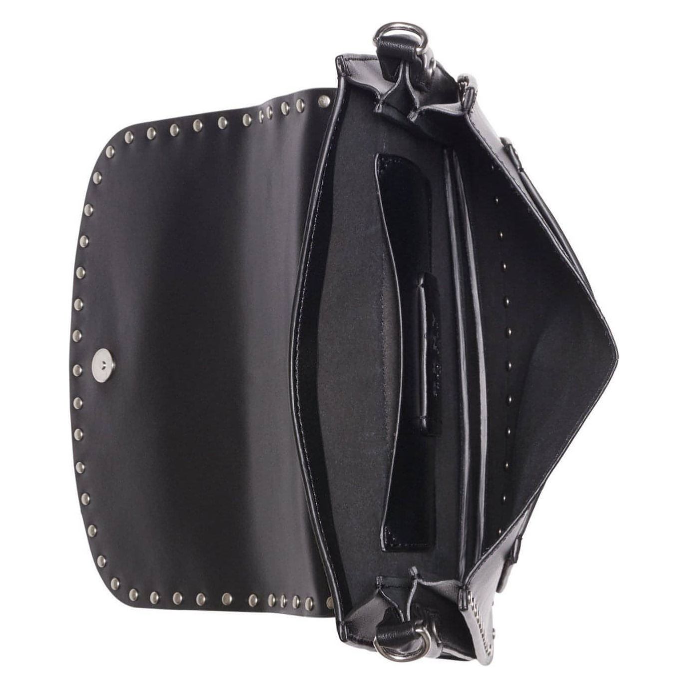 DKNY Pauline Flap Genuine Leather Crossbody (Black/Silver) - Brandat Outlet, Women's Handbags Outlet ,Handbags Online Outlet | Brands Outlet | Brandat Outlet | Designer Handbags Online |