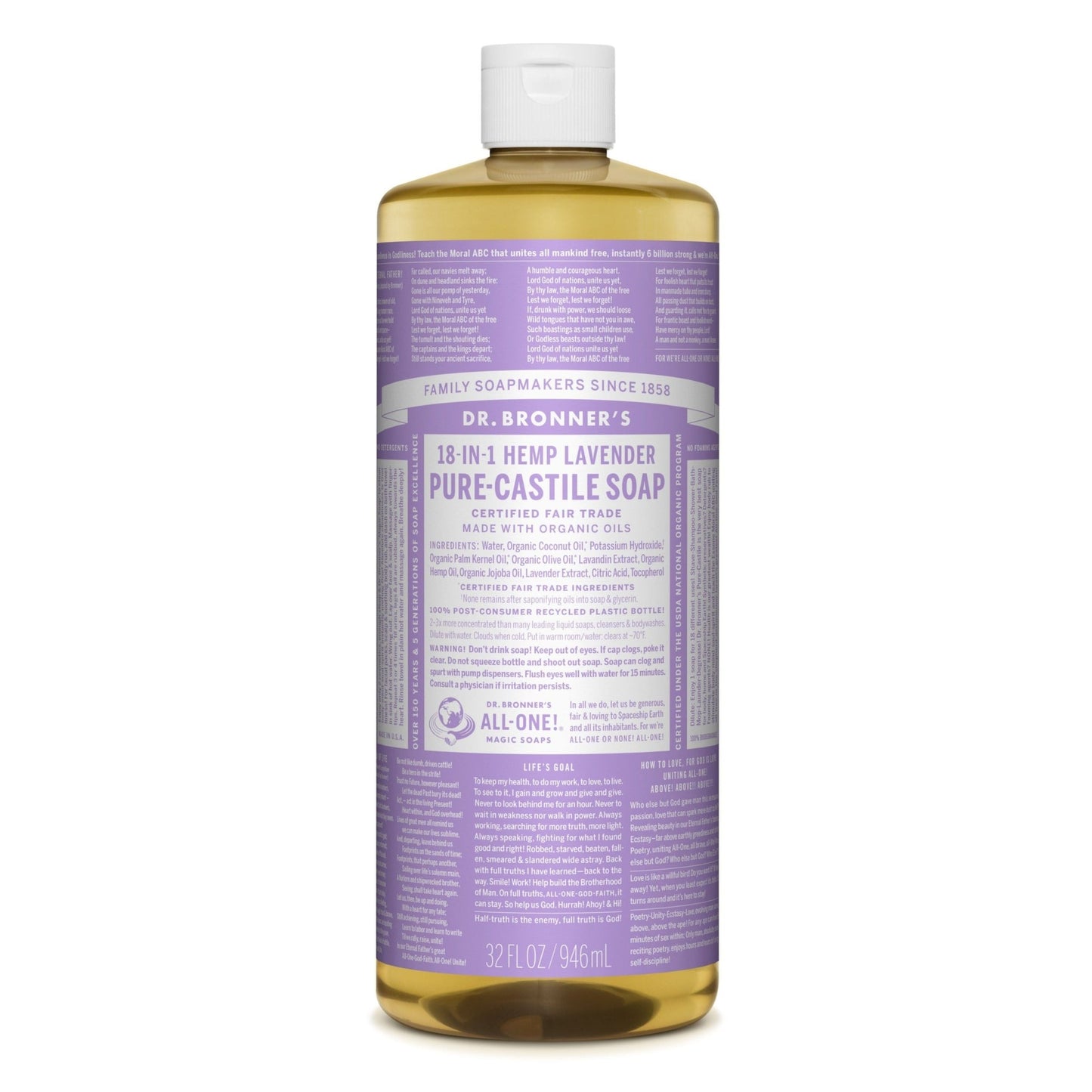 Dr. Bronner S Pure-Castile Liquid Soap – Lavender – 32 Oz