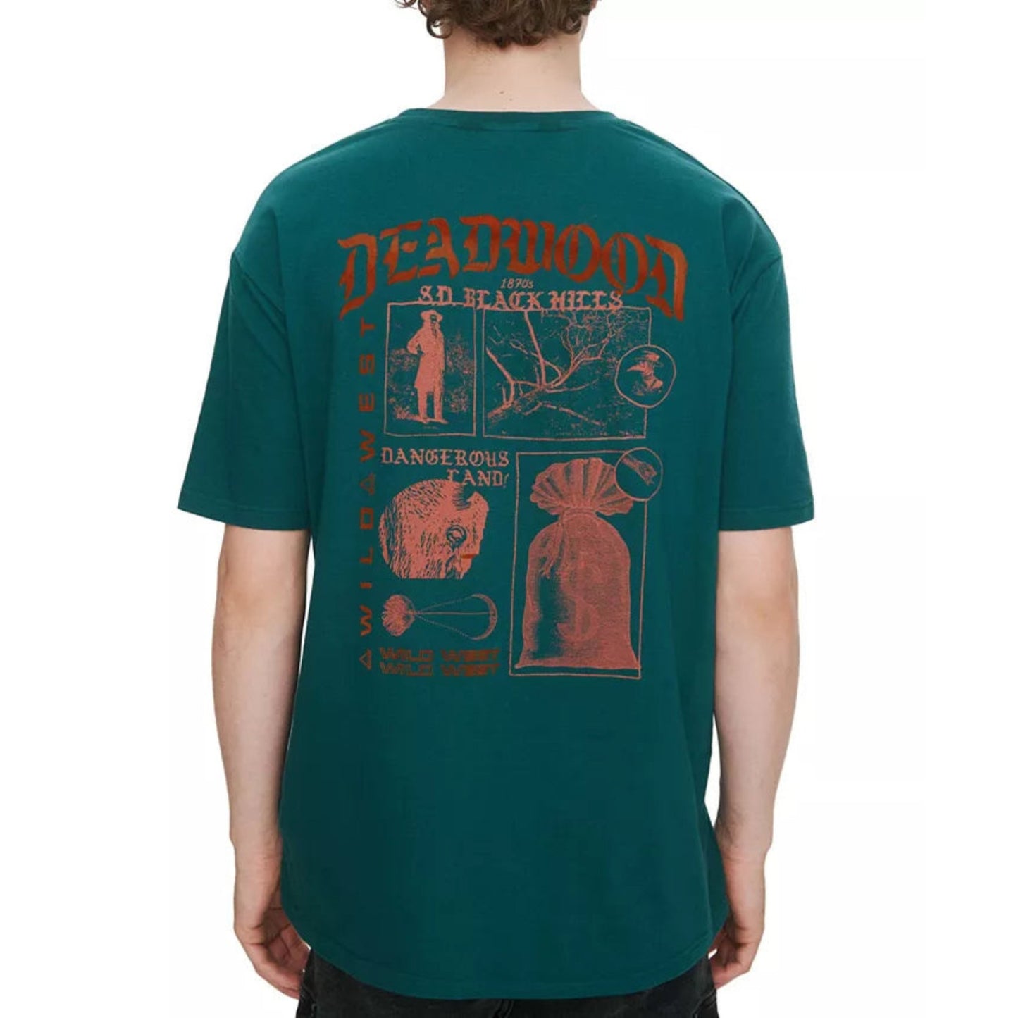 ELEVEN PARIS Mens Wild West Graphic T-Shirt, Green (100% Cotton)