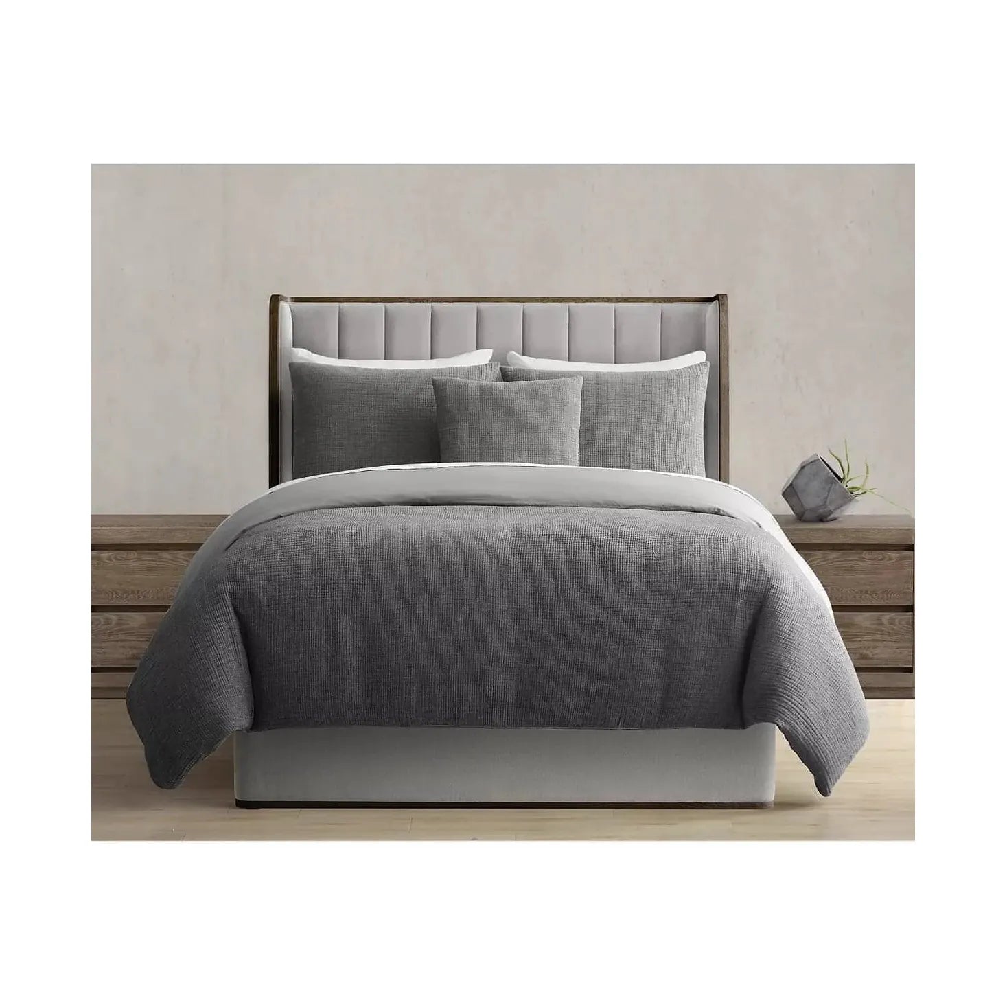 ENVOGUE Danbury Wallace King/California King 4-Pc. 100% Cotton Comforter Set, Gray - Brandat Outlet