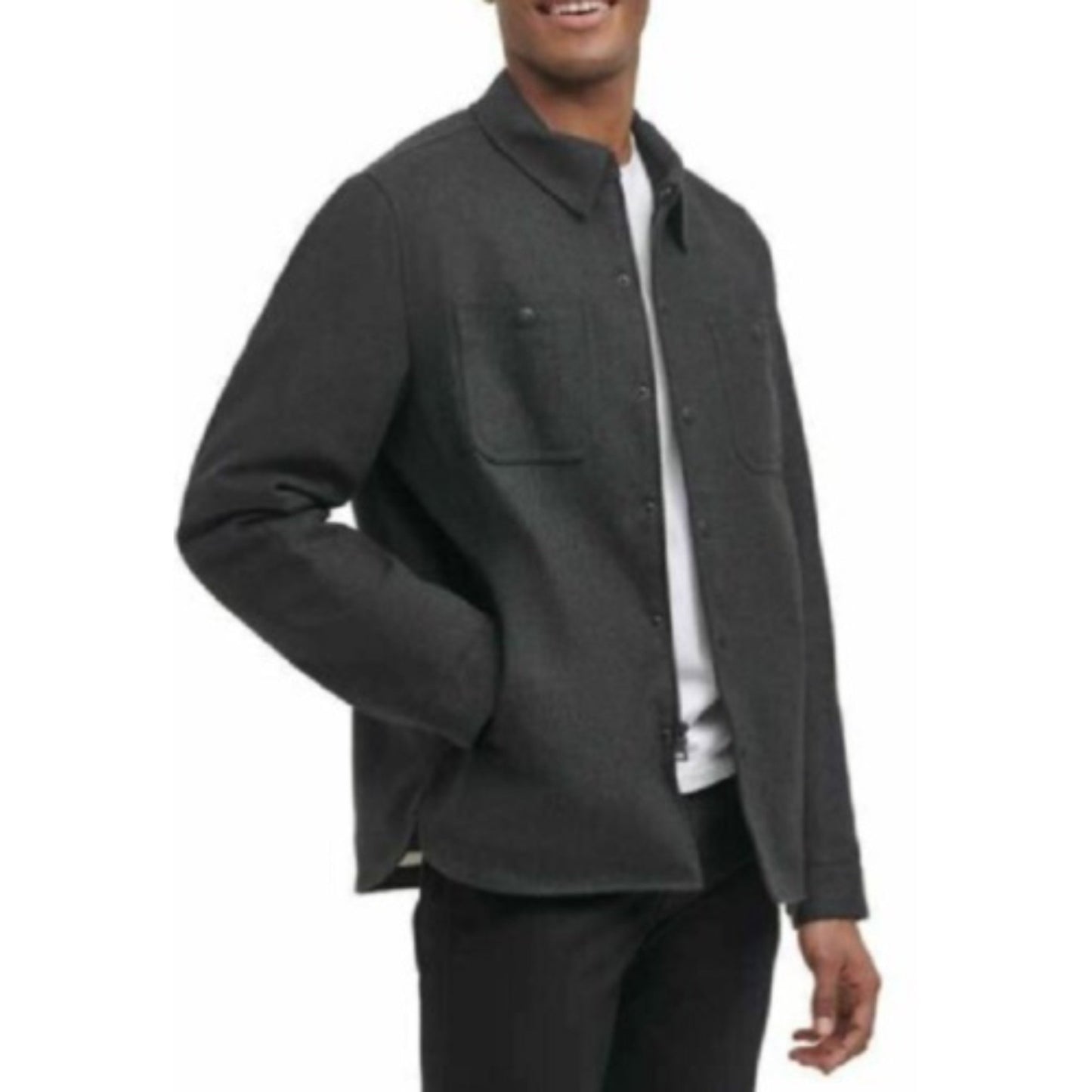 GH Bass & Co Men's Wool Blended Lined Jacket, Charcoal