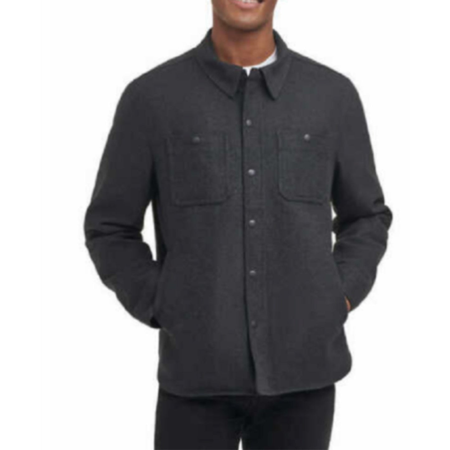 GH Bass & Co Men's Wool Blended Lined Jacket, Charcoal
