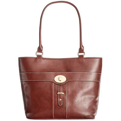 Giani Bernini Turn-Lock Glazed Tote (Tobacco/Gold) - Brandat Outlet, Women's Handbags Outlet ,Handbags Online Outlet | Brands Outlet | Brandat Outlet | Designer Handbags Online |