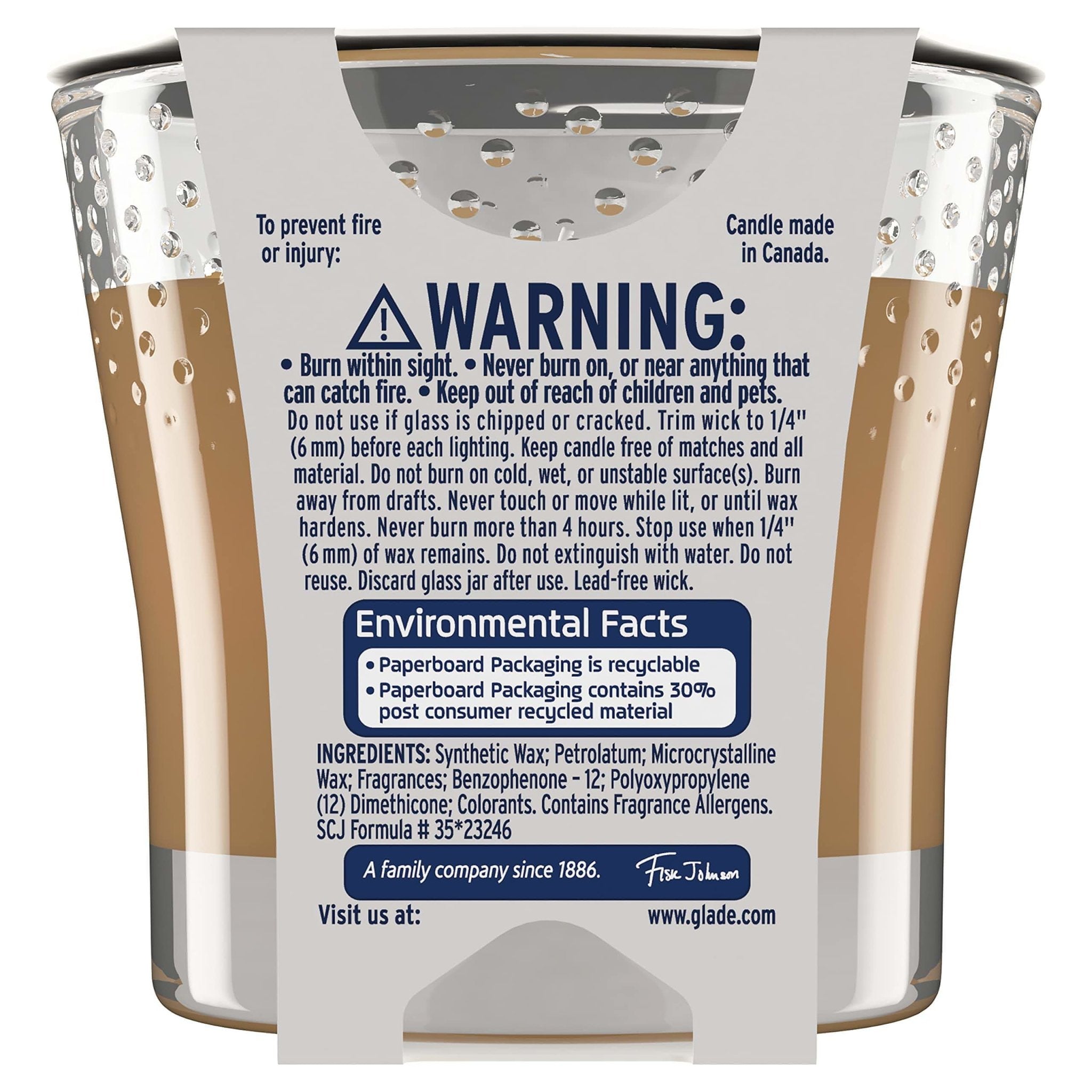 Glade Candle Jar, Air Freshener, Cashmere Woods, 3.4 Oz