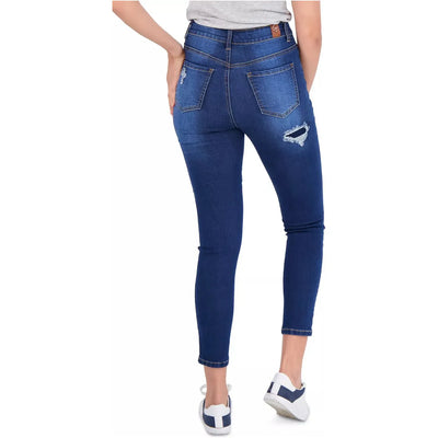 Gogo Jeans Juniors Rip & Repair Skinny Jeans, Blue, Size: 7 (Medium)