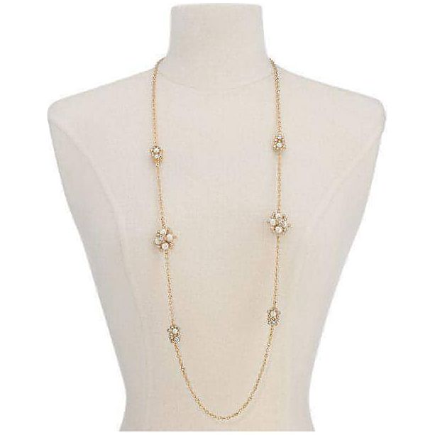 Gold-Tone Crystal & Imitation Pearl Cluster Collar Necklace, 18" + 2" extender - Brandat Outlet, Women's Handbags Outlet ,Handbags Online Outlet | Brands Outlet | Brandat Outlet | Designer Handbags Online |