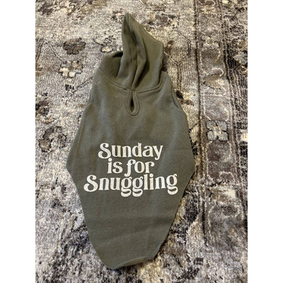 Grayson Pup "Sunday Is For Snuggling” Short Sleeve Dog Hoodie,M, Green
