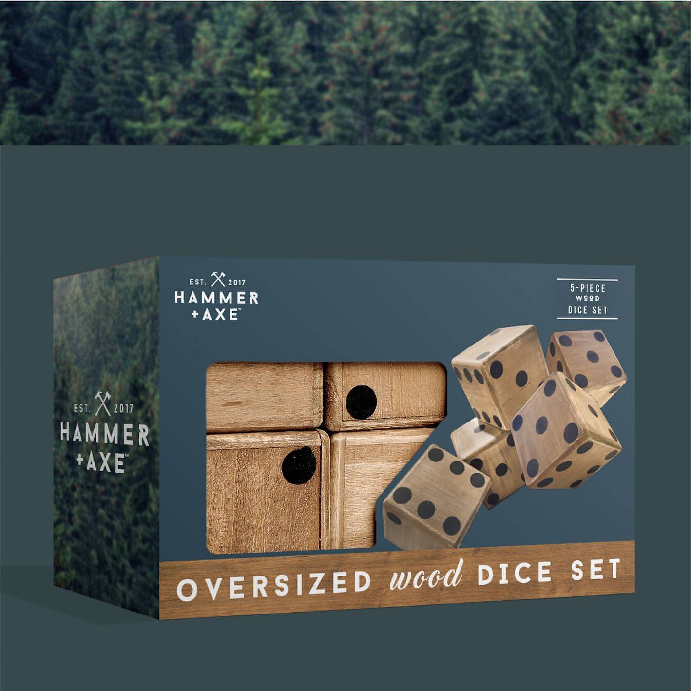Buy Family Games | Hammer & Axe Oversized Wood Dice Set 5pc