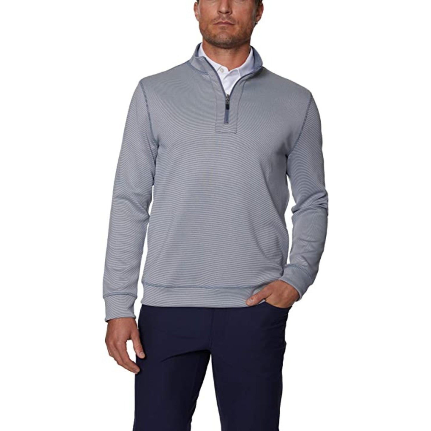 Hickey Freeman mens Reversible Quarter Zip Pullover Sweater
