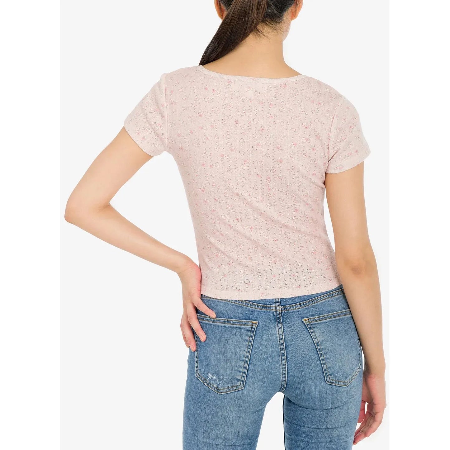 Hippie Rose Juniors Henley T-Shirt, Pink, Size: M