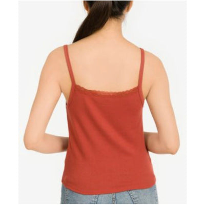 Hippie Rose Juniors' Lace-Trimmed Tank Top - Red - (Size Medium) - Brandat Outlet