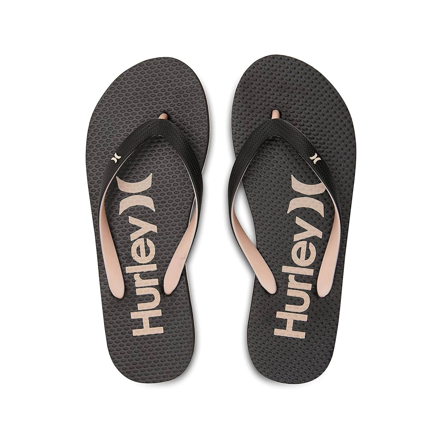 Hurley Women's Flip Flops Cute Casual Summer Thongs Comfort Slip-On Sandal Beach Wear, Black/Shimmer, 7