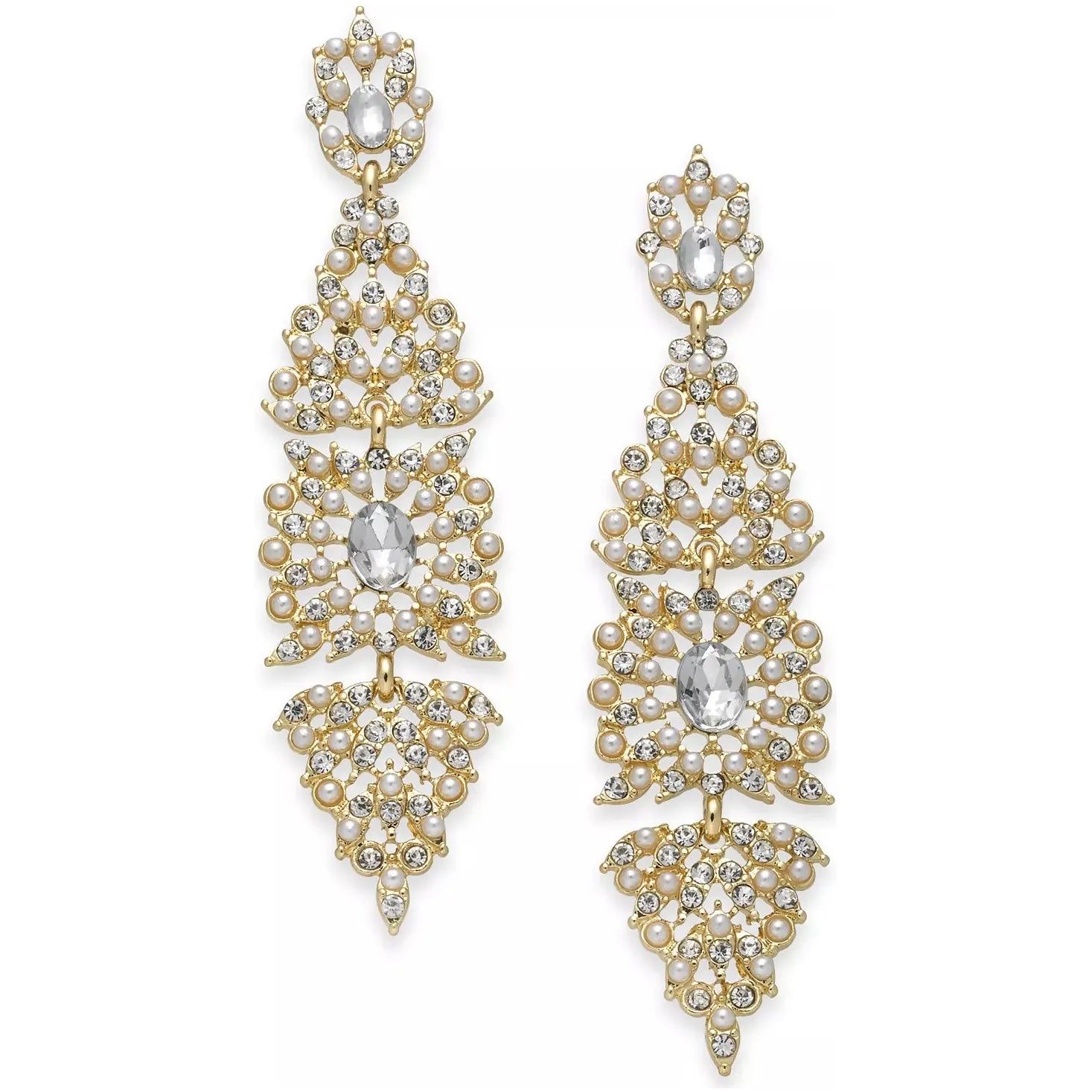 INC International Concepts-I.N.C. Gold Tone Crystal & Imitation Pearl Kite Drop Earrings, Created for Macys - Brandat Outlet