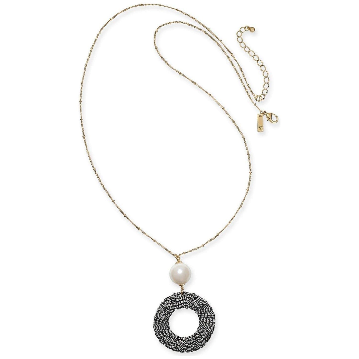 I.N.C. Gold-Tone Imitation Pearl & Tweed Circle Pendant Necklace - Brandat Outlet, Women's Handbags Outlet ,Handbags Online Outlet | Brands Outlet | Brandat Outlet | Designer Handbags Online |