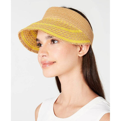 INC Printed Tweed Stripe Frayed Edge Visor (Yellow) - Brandat Outlet, Women's Handbags Outlet ,Handbags Online Outlet | Brands Outlet | Brandat Outlet | Designer Handbags Online |