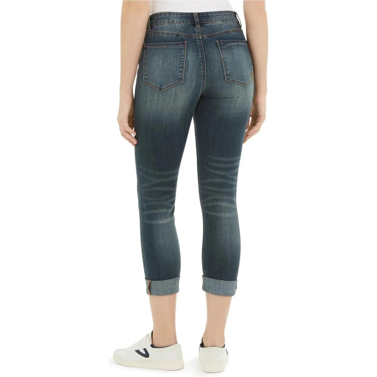 Indigo Rein Juniors' Cuffed Cropped Skinny Jeans - Med Blue (Size 0) - Brandat Outlet