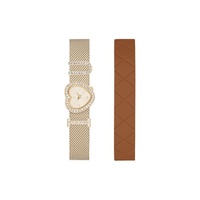 Jessica Carlyle-Jessica Carlyle Women's Shiny Gold-Tone Bracelet Analog Watch 21mm with Interchangeable Leather Strap - Brandat Outlet