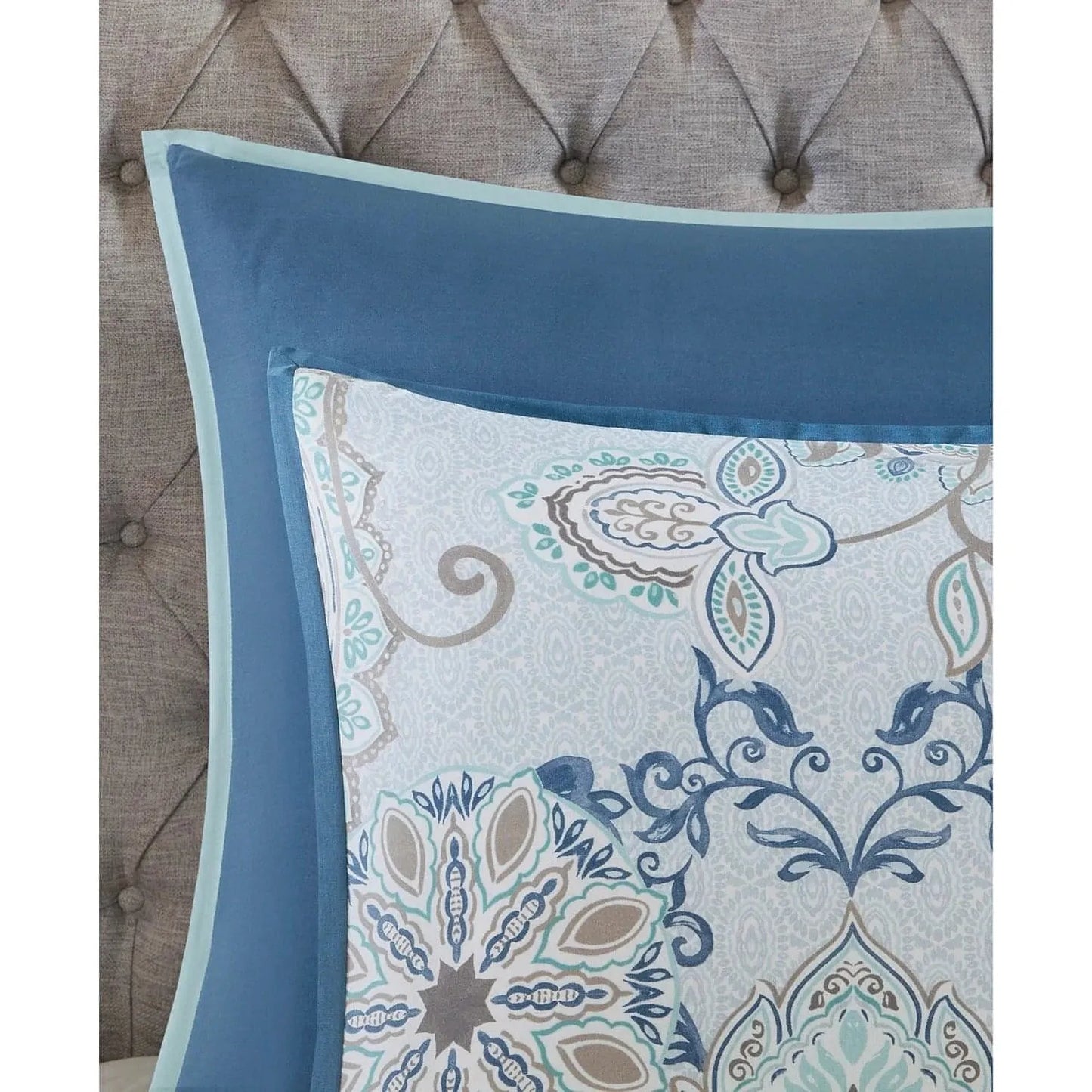 JLA Home Madison Park Isla King 8 Piece Cotton Printed Reversible Comforter Set (Blue) - Brandat Outlet