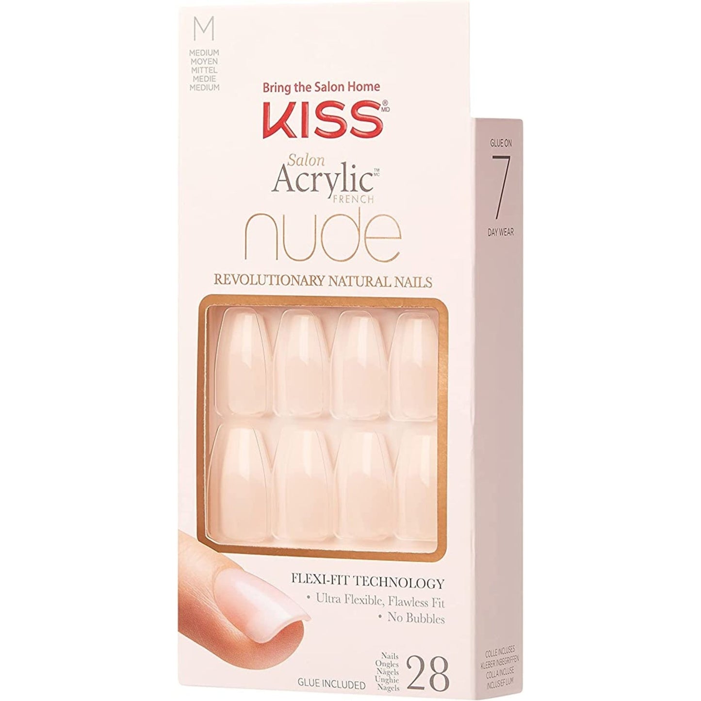 Kiss Salon Acrylic Nude French Nails, Kan07C
