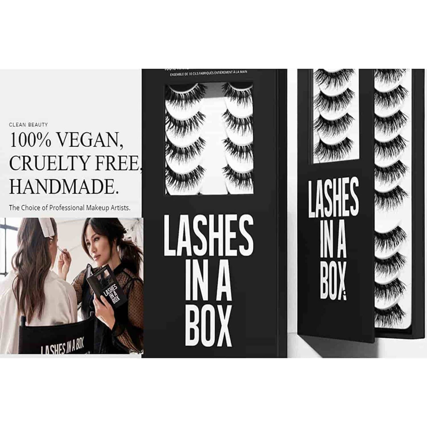 Lashes in a Box No 27 Black 10 Pairs Eyelashes + Eyelash Adhesive - Brandat Outlet