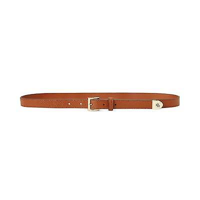 Lauren Ralph Lauren Womens Logo-Tip Pebbled Leather Belt, Brown, Size: L
