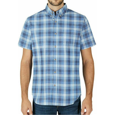 Lee Men's Short Sleeve Button Down Stretch Woven Shirt, Blue