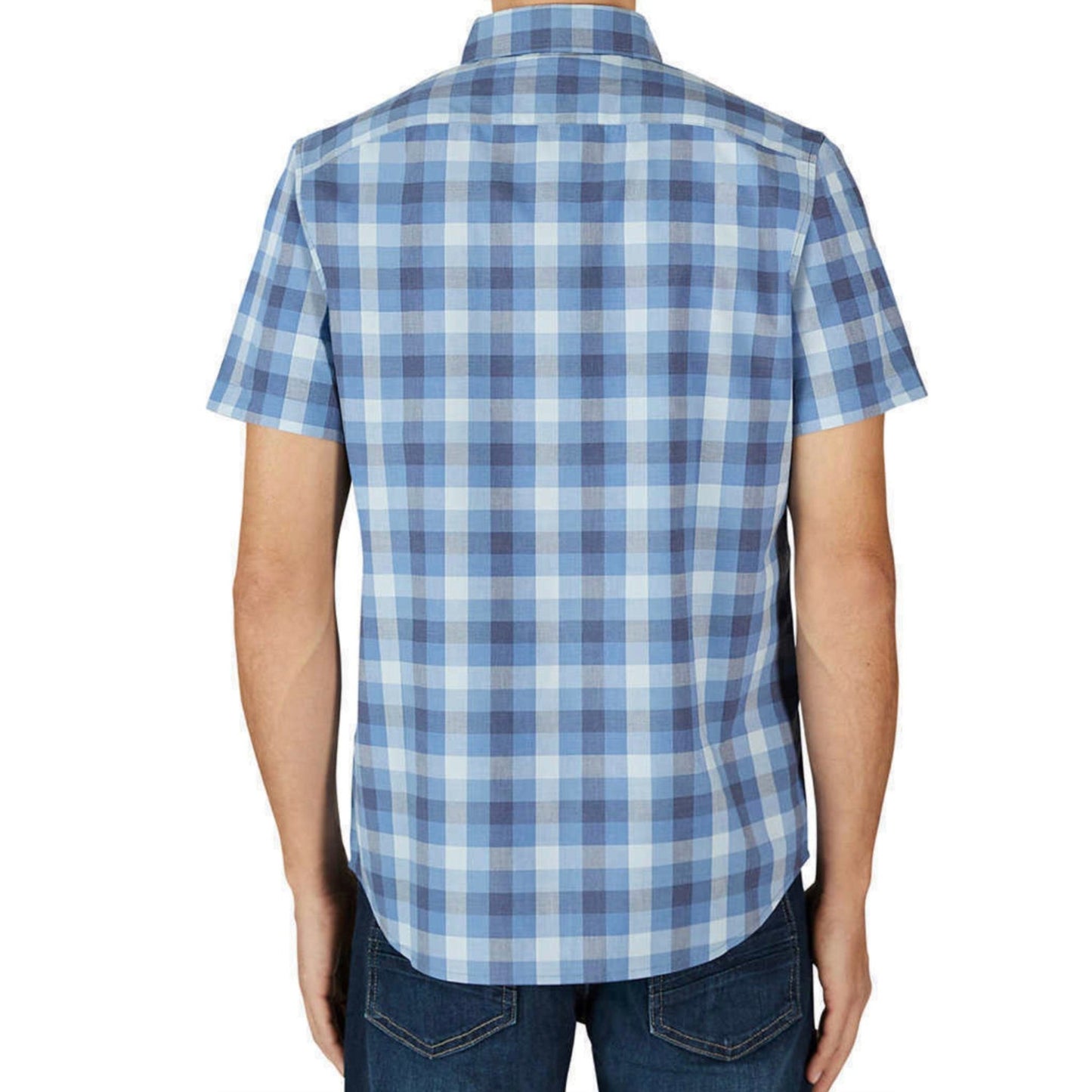 Lee Men's Short Sleeve Button Down Stretch Woven Shirt, Blue