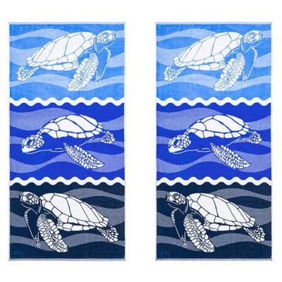 Loft Beach Towels (Pack of 2 )100% Cotton Oeko-TEX 30in X 60in (Turtle)