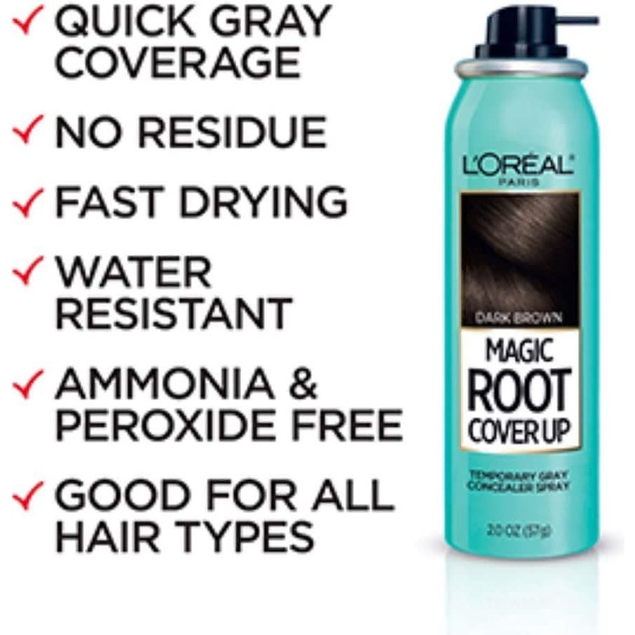 LOreal Professional Magic Root Cover Up Temporary Grey Concealer Spray Hair Colour, Light Brown, 57 gm