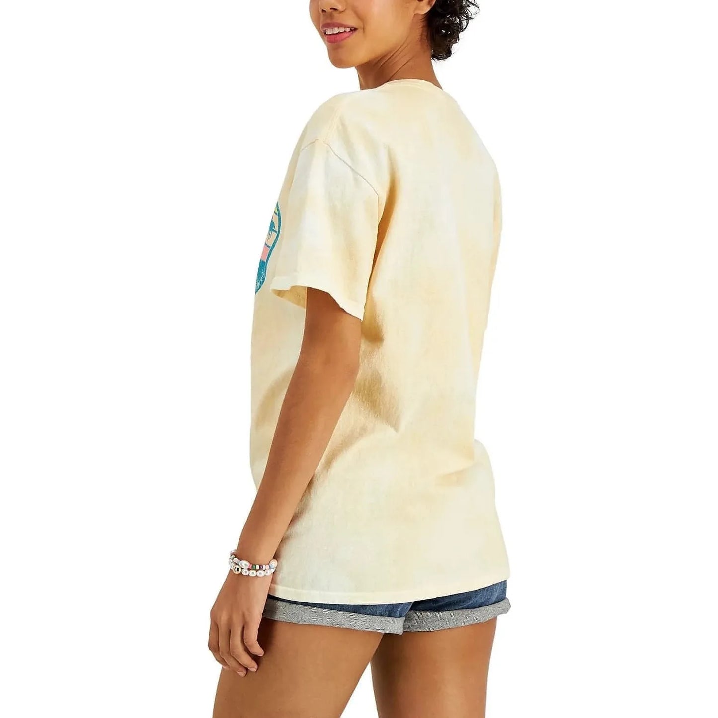 Love Tribe Juniors' Cotton Malibu-Graphic T-Shirt - Honey Gold/White (Size Large) - Brandat Outlet