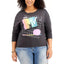 Love Tribe Trendy Plus MTV Screen-Print Long-Sleeve Women's T-Shirt , Black, Size: 3X - Brandat Outlet