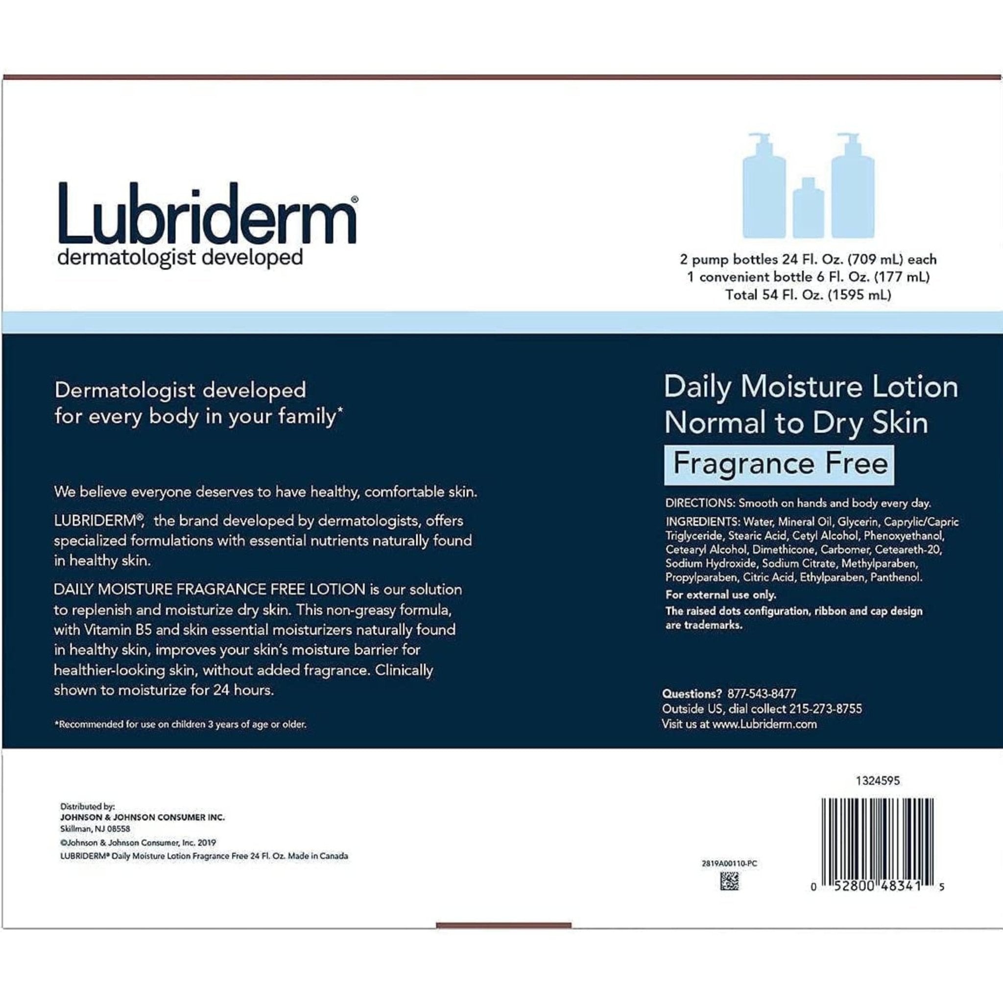 Lubriderm Daily Moisture Lotion Fragrance Free (pack of 3)