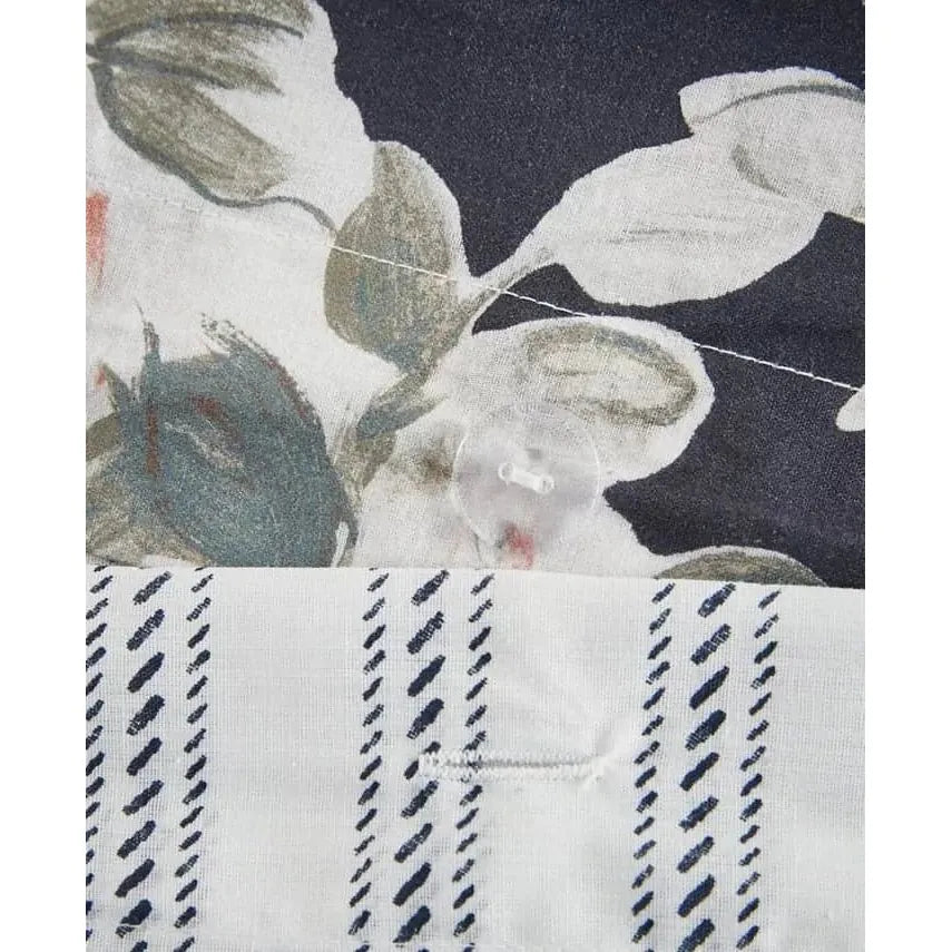 Madison Park Mavis 3 Piece Cotton Printed Reversible Duvet Cover Set (Dark Blue) - Brandat Outlet