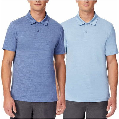 Men's Polo Shirts (Pack of 2) 32 DEGREES (Bold Blue Haze Sd/Ht Powder Blue)
