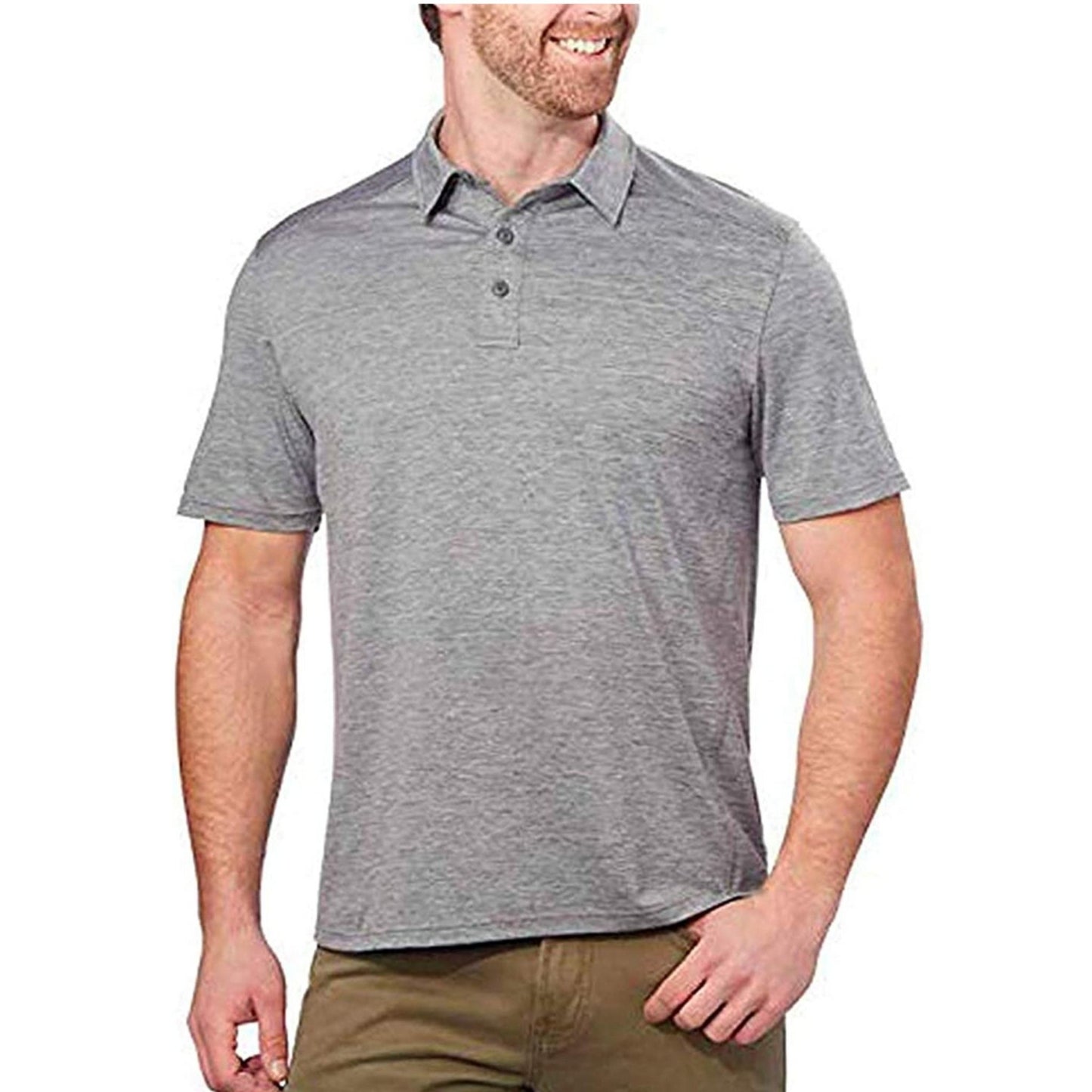 G.H. Bass & Co. Men's T-shirt - Cooling Stretch UPF 50 Polo (Gray)