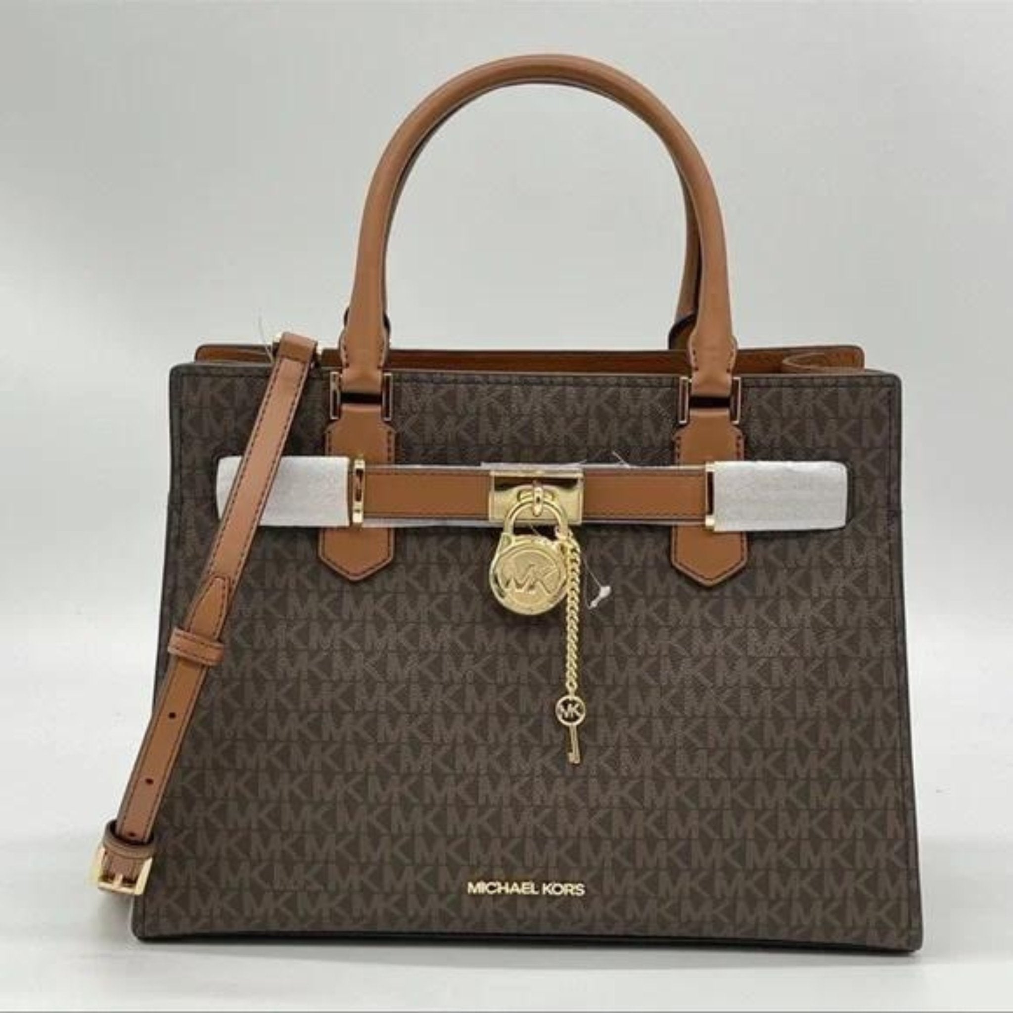 Michael Kors Hamilton Medium Key Lock Satchel Brown