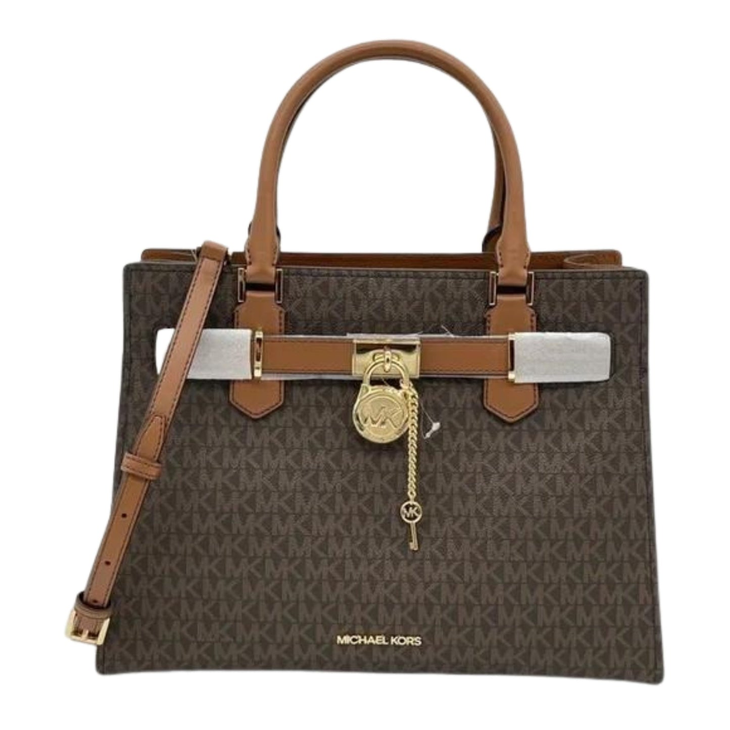 Michael Kors Hamilton Medium Key Lock Satchel (Brown)