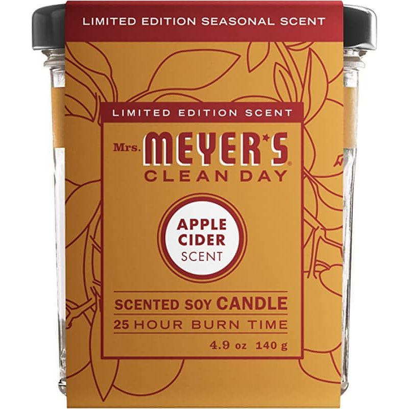 Mrs. Meyer's Scented Soy Aromatherapy Candle, 35 Hour Burn Time, Made with Soy Wax and Essential Oils, Apple Cider, 7.2 oz