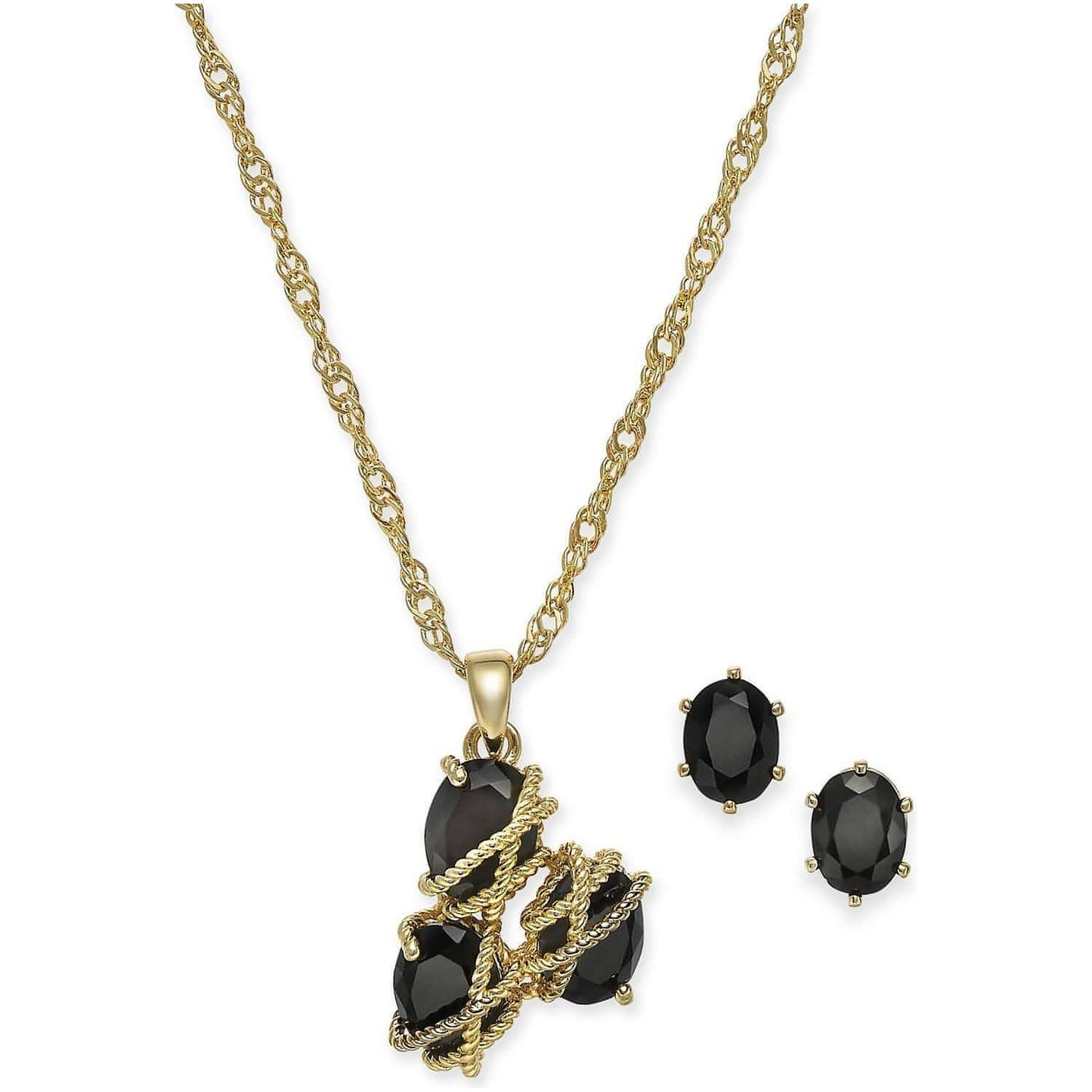 Multi-Stone Wrapped Pendant Necklace & Stud Earrings Set - Brandat Outlet, Women's Handbags Outlet ,Handbags Online Outlet | Brands Outlet | Brandat Outlet | Designer Handbags Online |