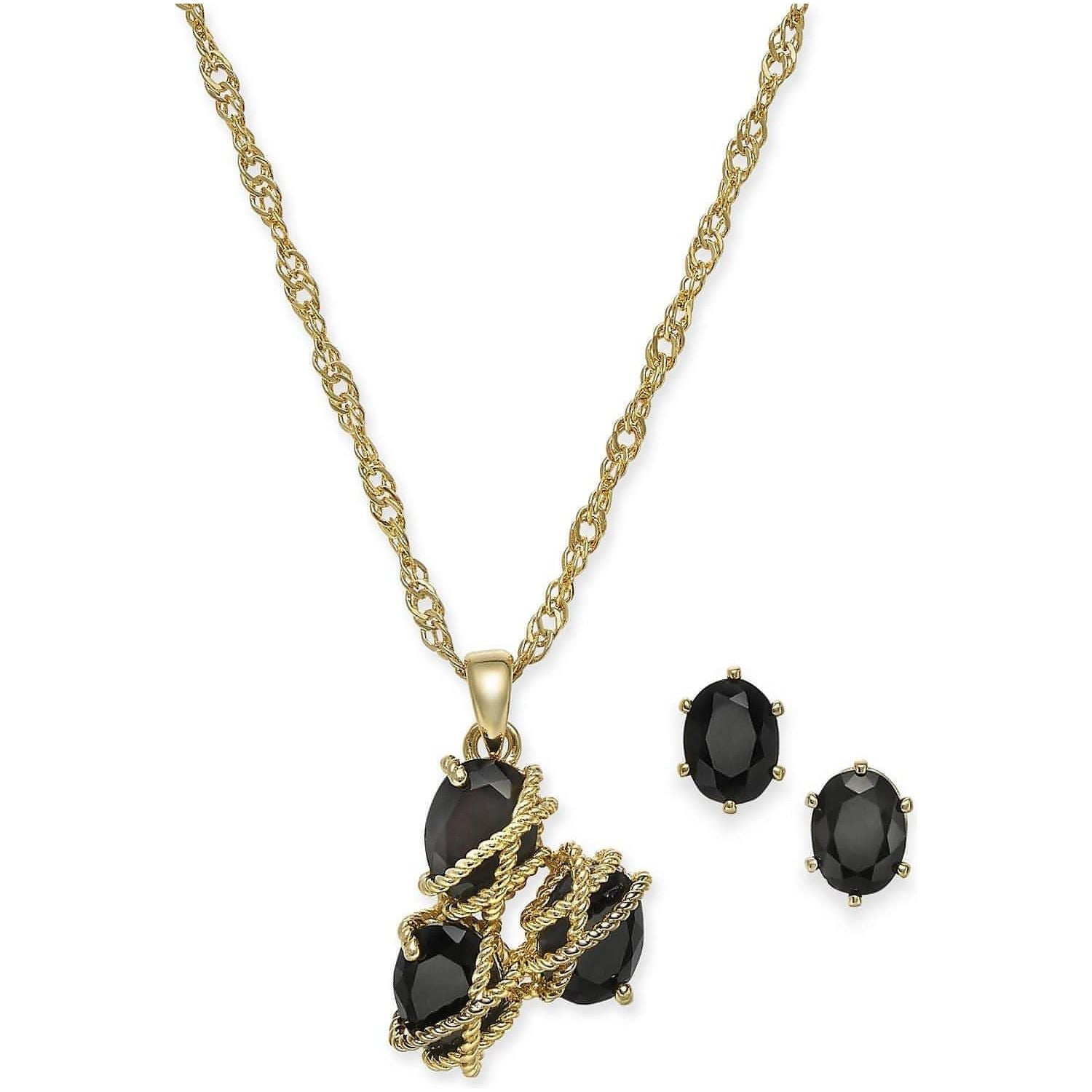 Multi-Stone Wrapped Pendant Necklace & Stud Earrings Set - Brandat Outlet, Women's Handbags Outlet ,Handbags Online Outlet | Brands Outlet | Brandat Outlet | Designer Handbags Online |