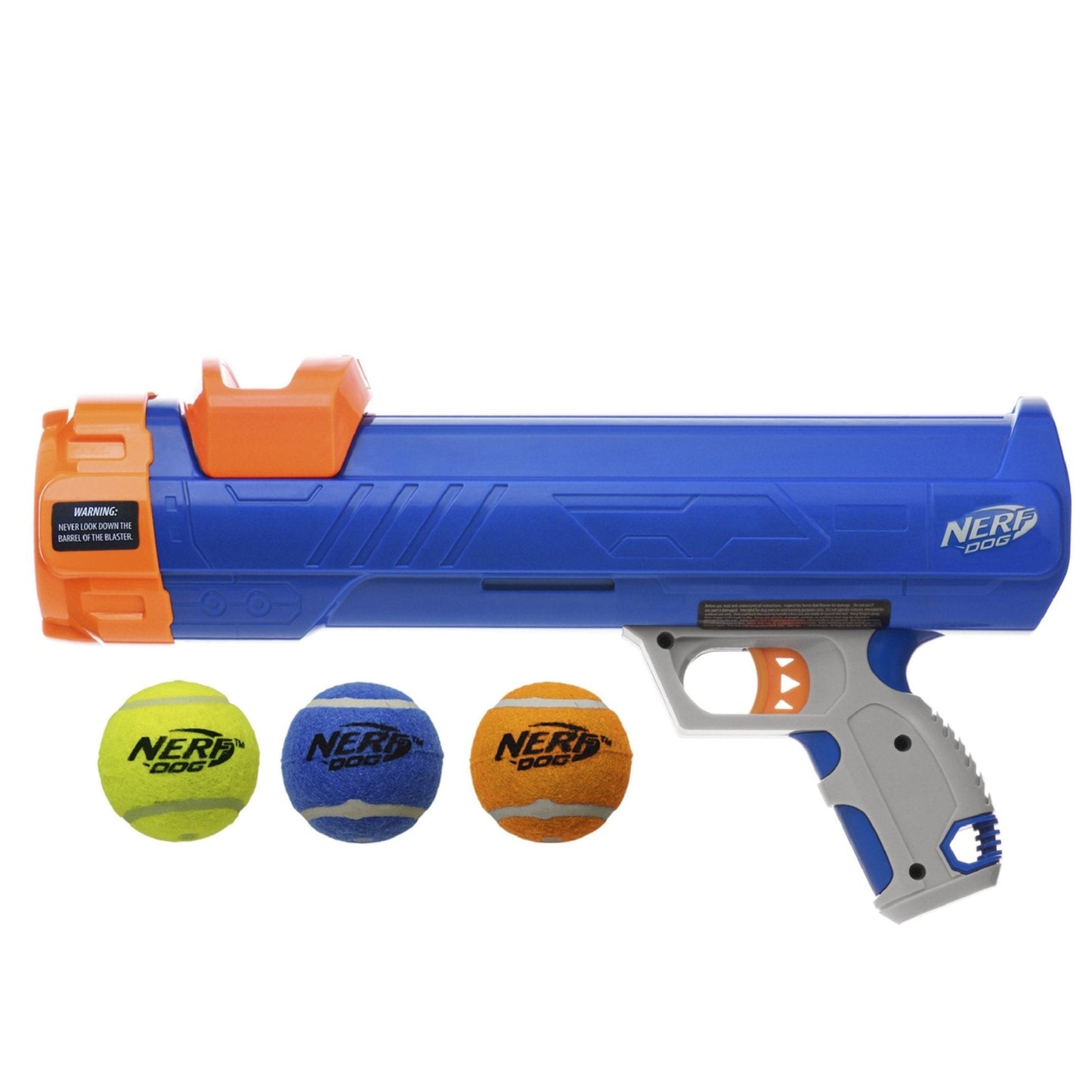 Nerf Dog 12 inch Tennis Ball Blaster Dog Toy with 3 Balls, Launches up to 35 Feet