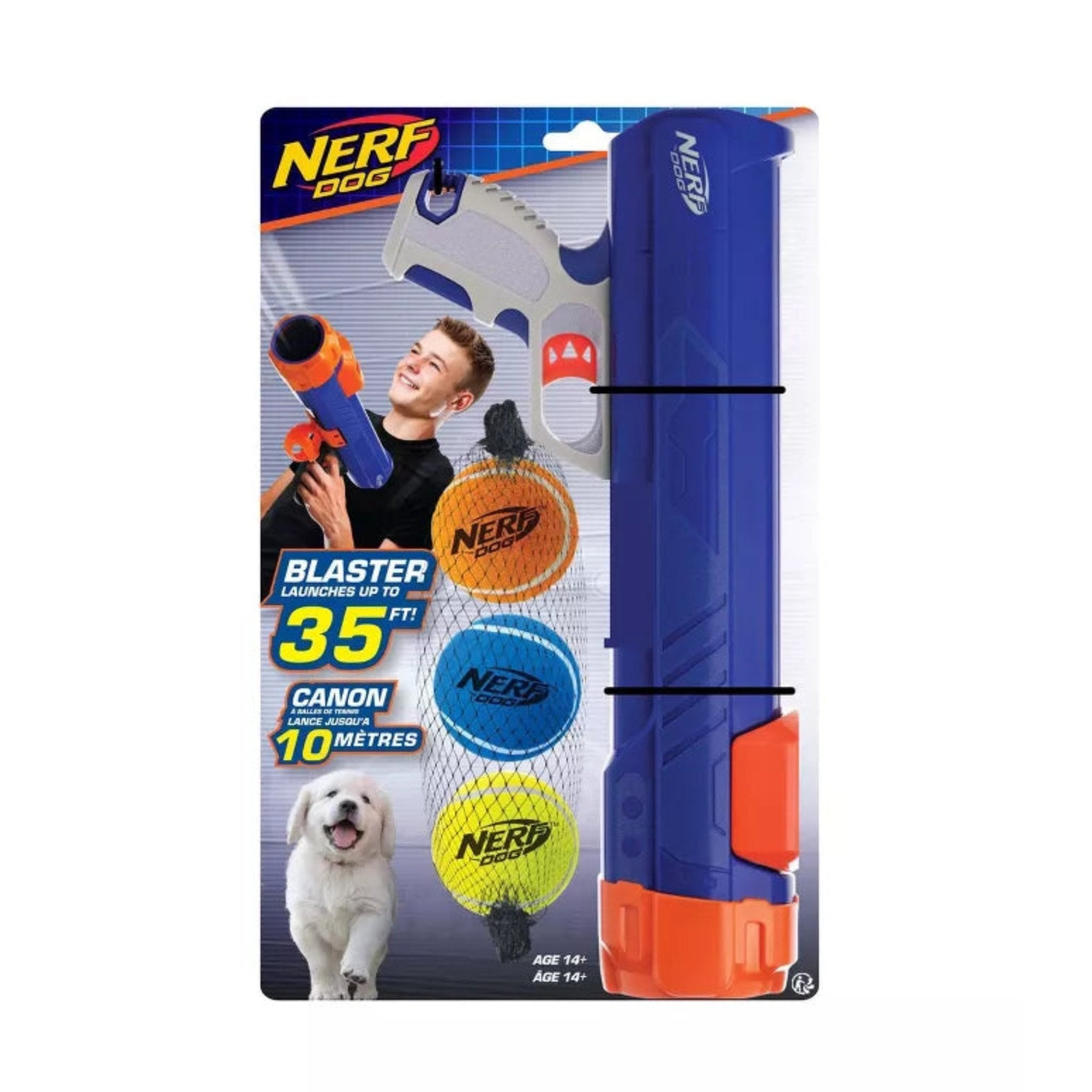 Nerf Dog 12 inch Tennis Ball Blaster Dog Toy with 3 Balls Launches up