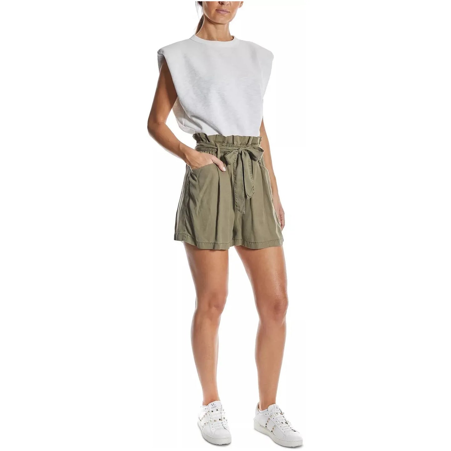 OAT Paperbag-Waist Shorts, Green