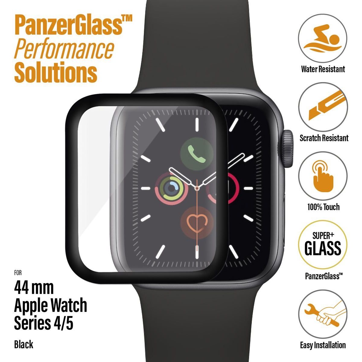 PanzerGlass SmartWatch for Apple Watch 4/5/6/SE 44mm Black Full-Adhesive