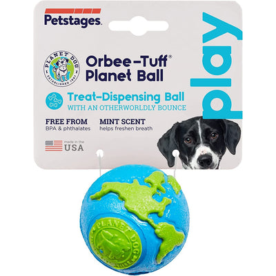 Petstages Planet Dog Orbee-Tuff Planet Ball Dog Toy/Green, Blue/Green, Small