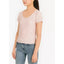 Pink Rose Juniors' Printed Crisscross-Back T-Shirt - Shell Pink Ditsy (Size Large) - Brandat Outlet
