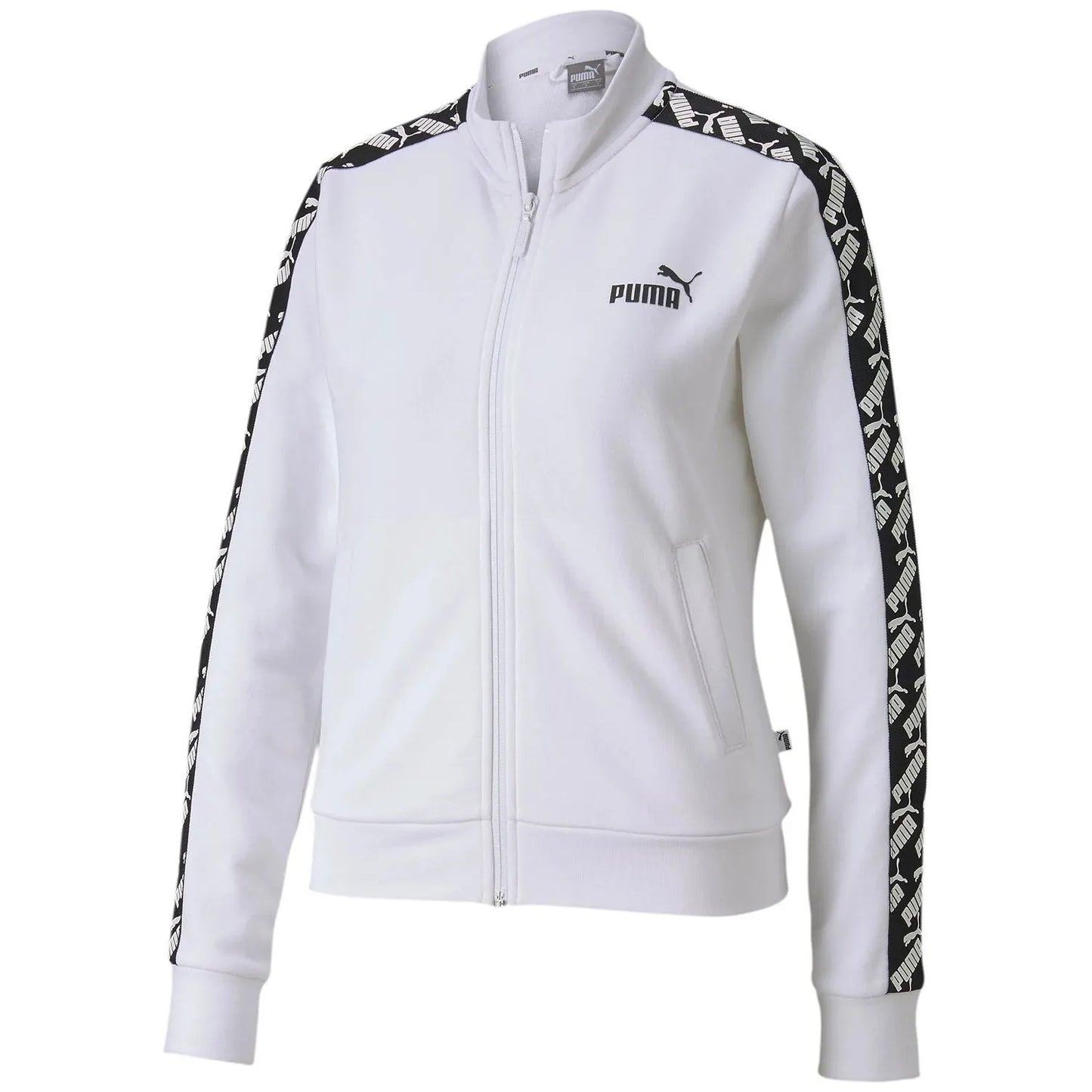 Puma Womens Amplified Logo Track Jacket, White, Size: L