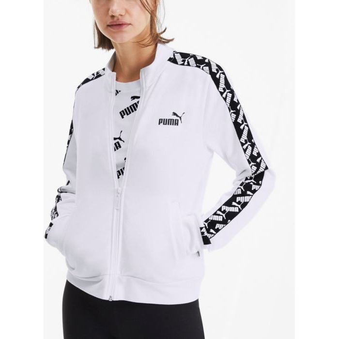 Puma Womens Amplified Logo Track Jacket, White, Size: L