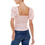 Q & A Smocked Puff-Sleeve Eyelet Blouse, Pink